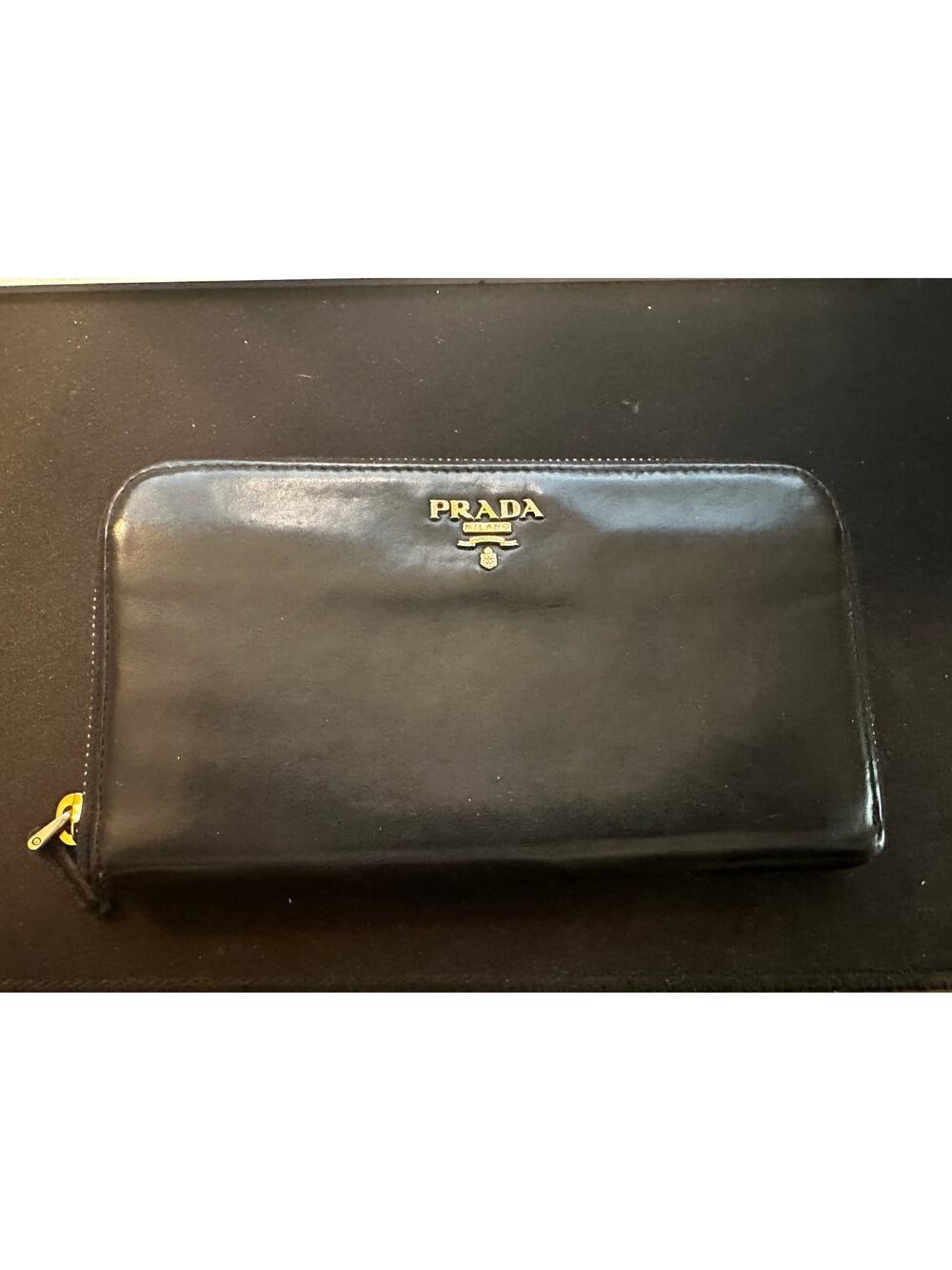 PRADA LEATHER LONG ZIP WALLET